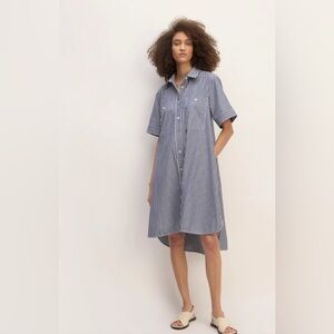 EVERLANE daytripper short sleeve blue & white stripe shirt dress oversized small
